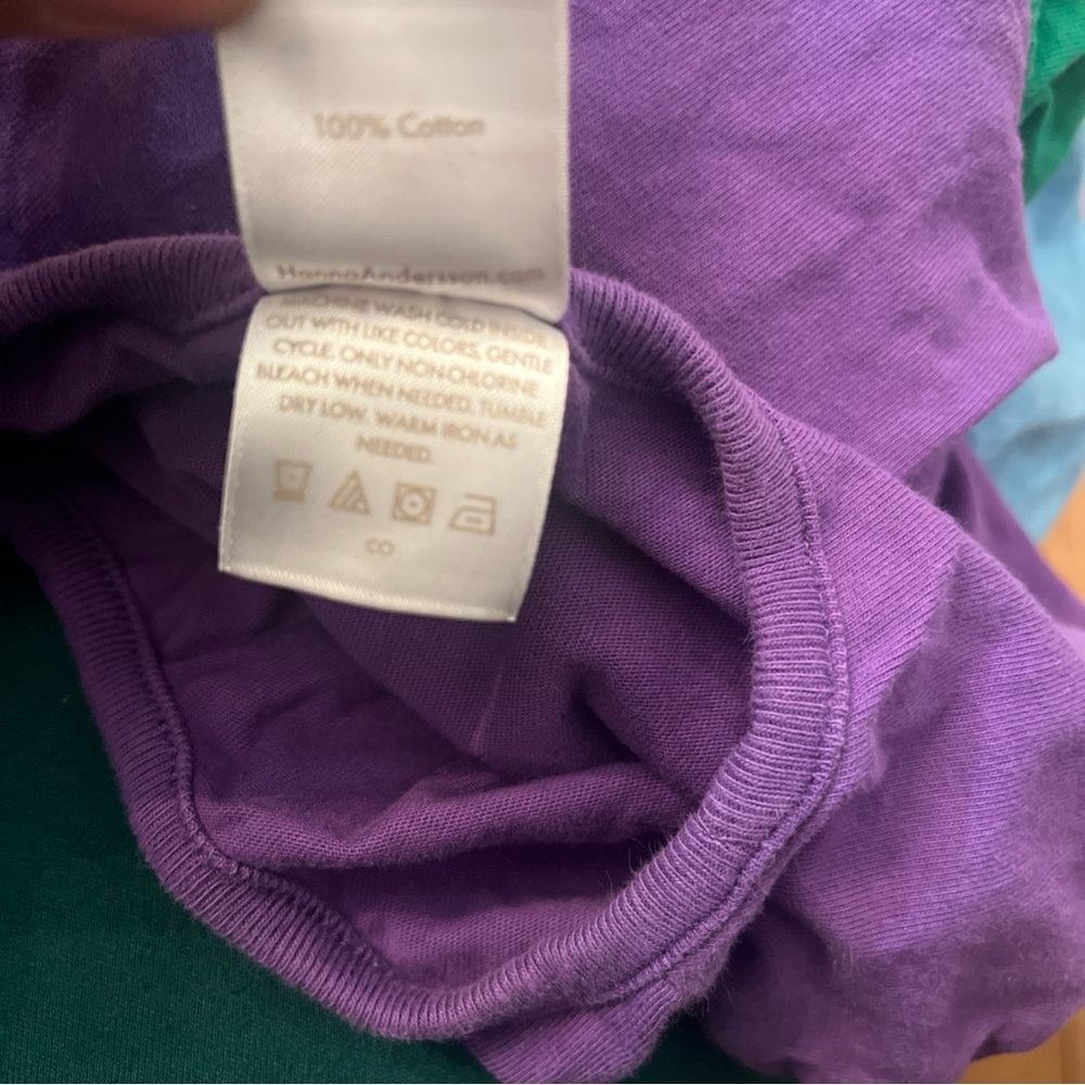 Hanna Andersson Girl’s Sz 12 Color Block Cotton Dress - Purple Green Blue Pink - Picture 7 of 9